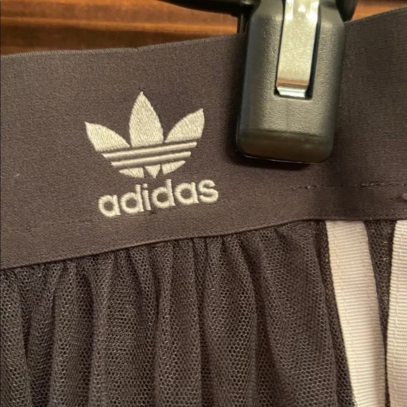 Adidas Black Tulled Midi Skirt with White 3 Stripe - Picture 6 of 9